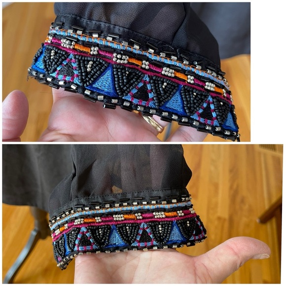 Desigual black dress with sheer sleeves and embroidery work size 10 formal NWT - Picture 11 of 16